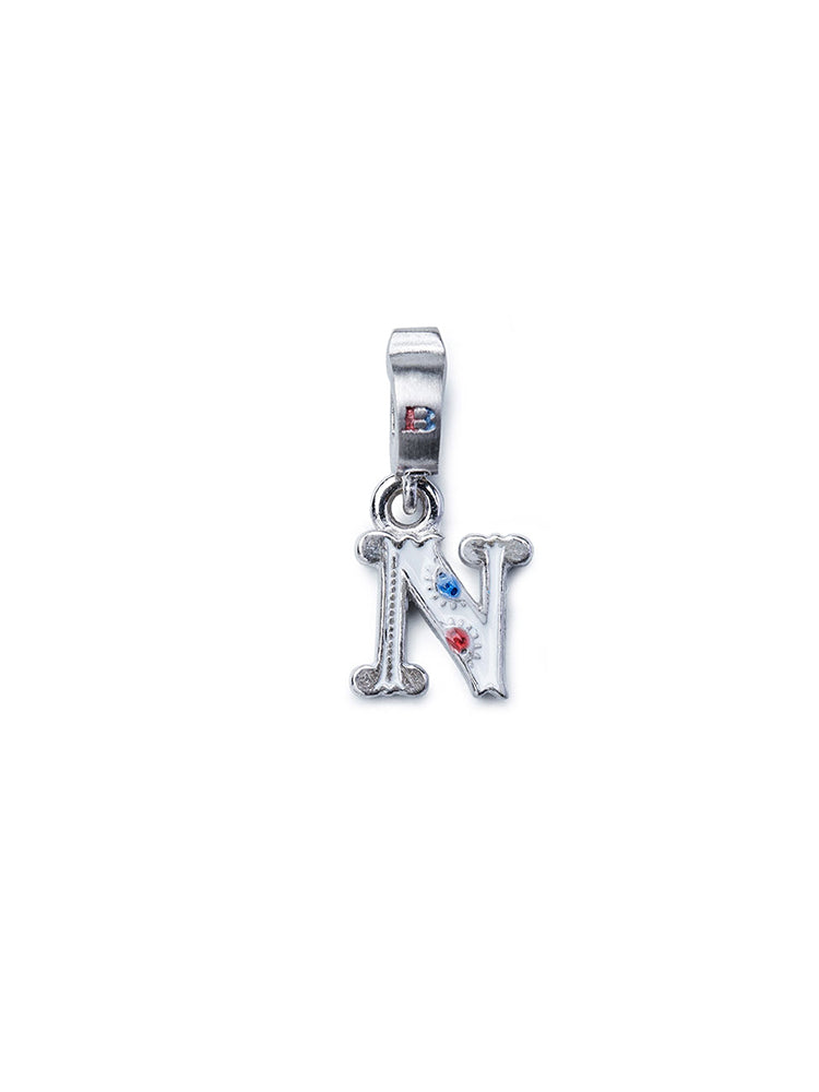 CHARM - LETTERA N - COLOR RODIO ISOLA BELLA
