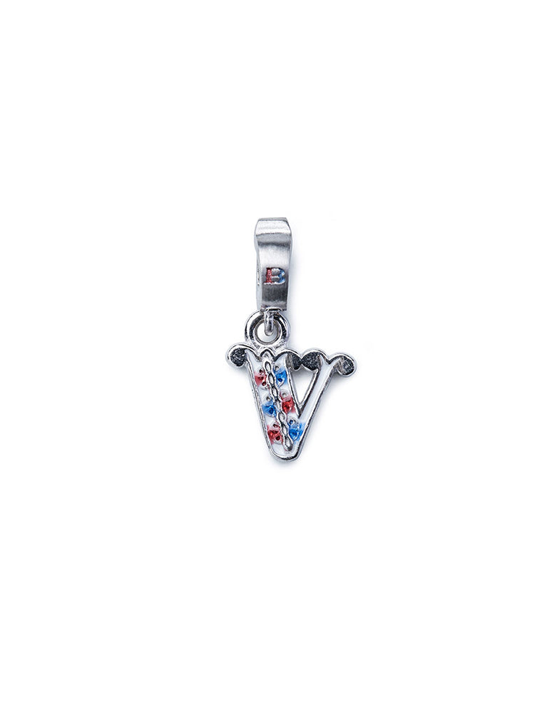 CHARM - LETTERA V - COLOR RODIO ISOLA BELLA