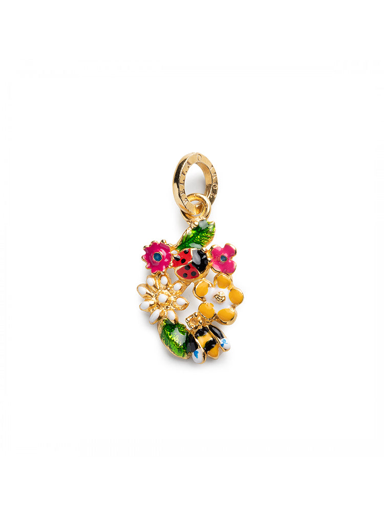 CHARM DONNA - GIARDINO SEGRETO - IN ARGENTO 925 PLACCATO ORO E SMALTI ISOLA BELLA