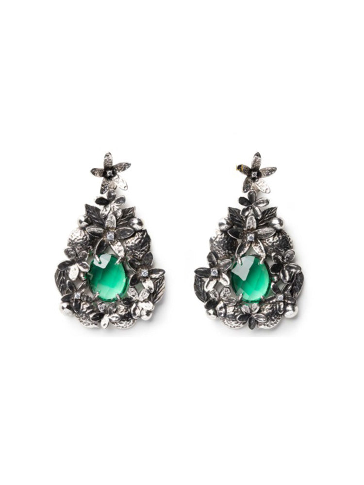 ORECCHINI DONNA - NUDE TERRA SIAMITE VERDE - IN ARGENTO 925 PLACCATO RUTENIO ISOLA BELLA