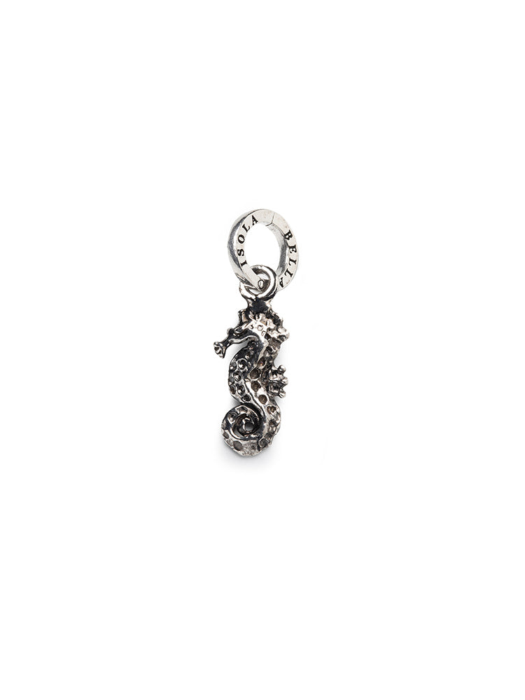 CHARM DONNA - IPPOCAMPO - IN ARGENTO 925 PLACCATO RUTENIO ISOLA BELLA