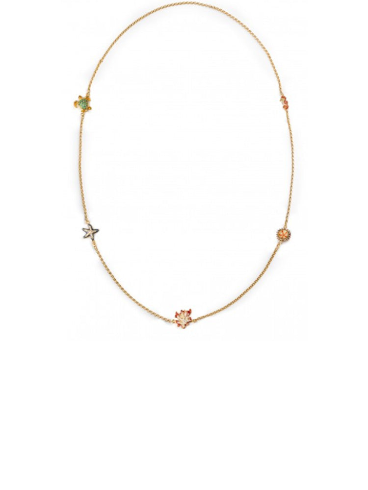 COLLANA DONNA LUNGA MARE LAPILLI IN ARGENTO PLACCATO ORO E SMALTI ISOLA BELLA
