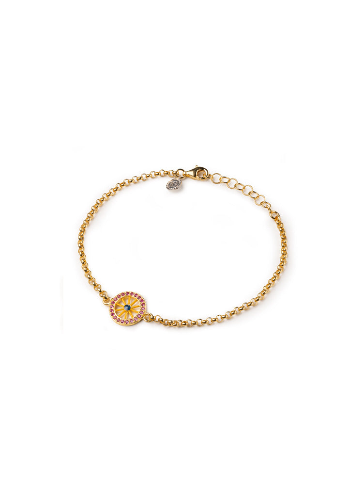 BRACCIALE DONNA ROLO' TRINACRIA LAPILLI IN ARGENTO PLACCATO ORO E SMALTI ISOLA BELLA