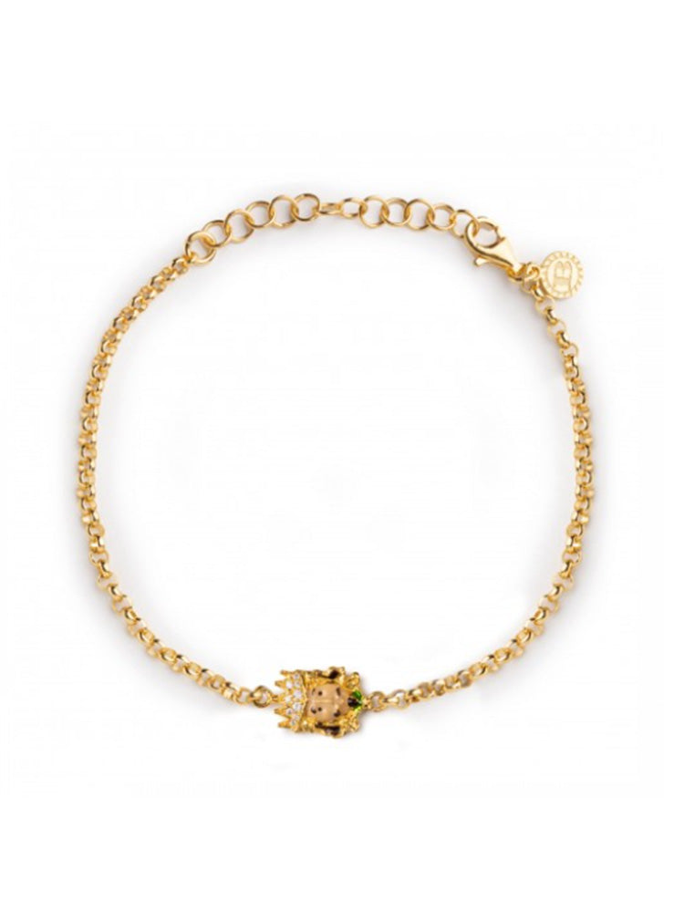 BRACCIALE DONNA ROLO' MORO RE LAPILLI IN ARGENTO PLACCATO ORO E SMALTI ISOLA BELLA