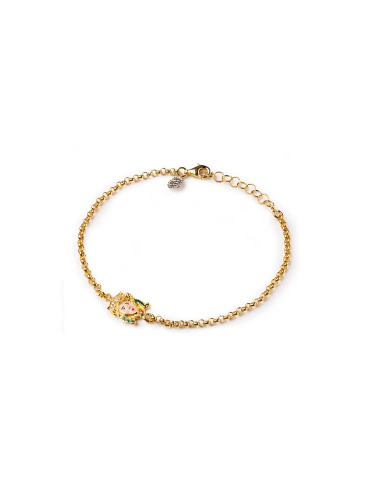 BRACCIALE DONNA ROLO' MORO REGINA IN ARGENTO PLACCATO ORO E SMALTI ISOLA BELLA