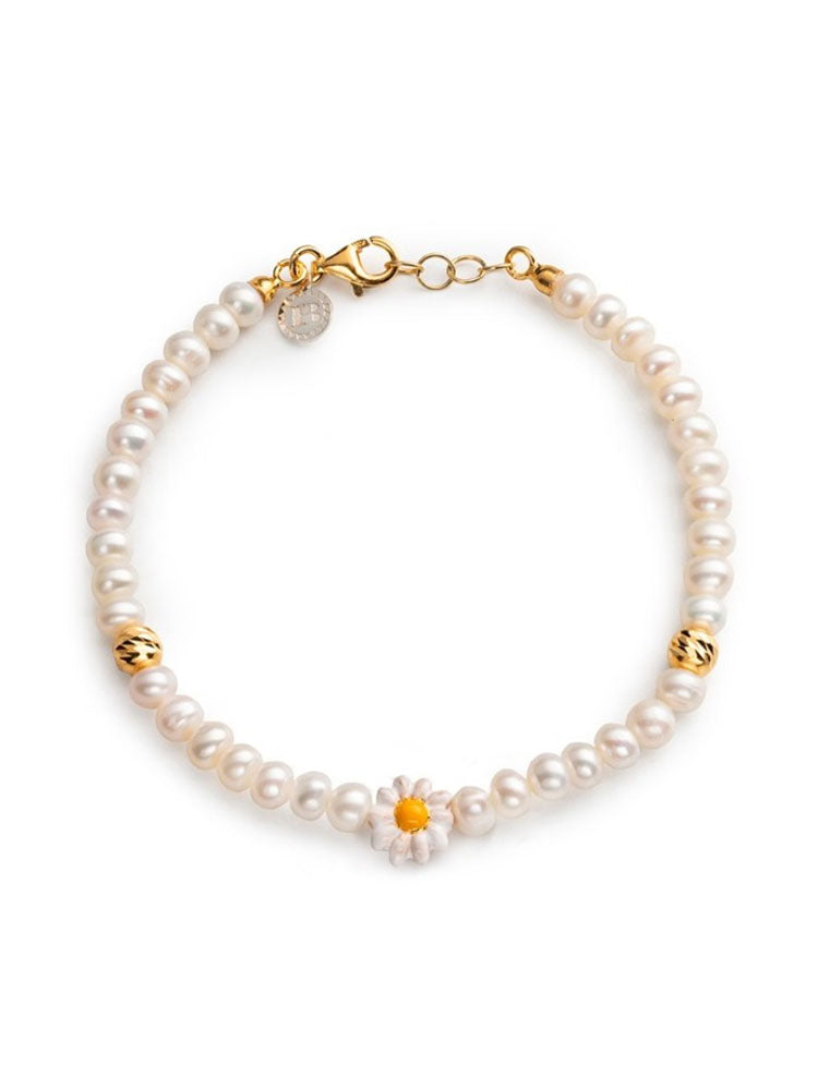 BRACCIALE DONNA IN ARGENTO CON PERLE E MINI MARGHERITA ISOLA BELLA