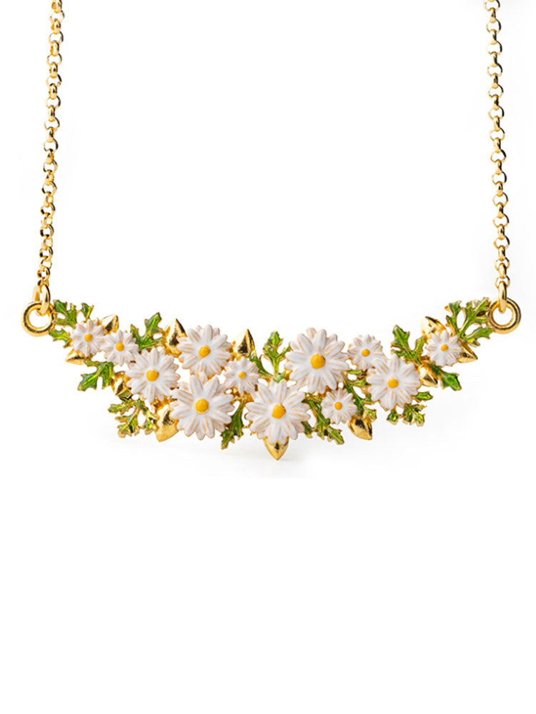 COLLANA DONNA MINI COLLIER MARGHERITE IN ARGENTO DORATO CON SMALTI ISOLA BELLA
