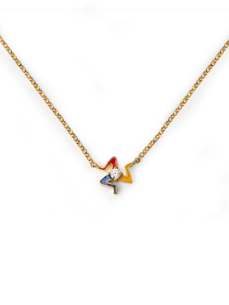 COLLANA DONNA MINI TRINACRIA GEMMA IN ARGENTO DORATO ISOLA BELLA