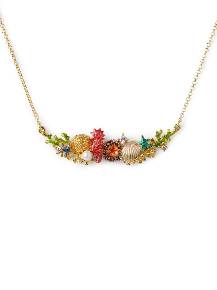 COLLANA DONNA COLLIER MINI FONDALE IN ARGENTO DORATO E SMALTI ISOLA BELLA