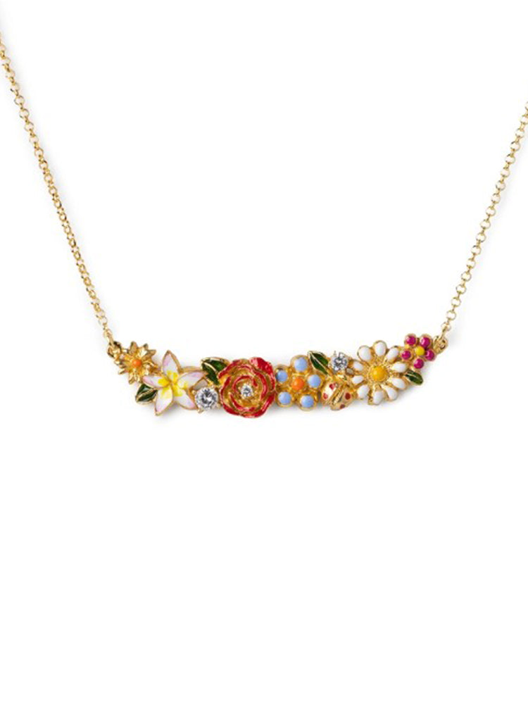COLLANA DONNA MINI COLLIER GIARDINO FIORITO SMALTATO ISOLA BELLA