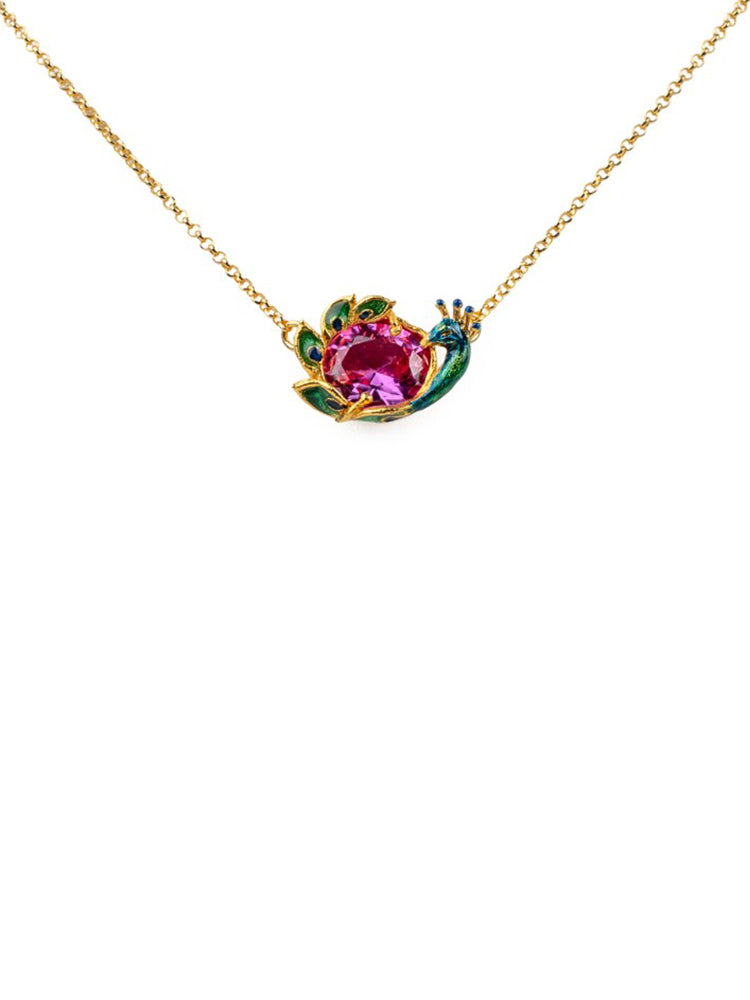COLLANA DONNA PAVONE IN ARGENTO SMALTATO ISOLA BELLA