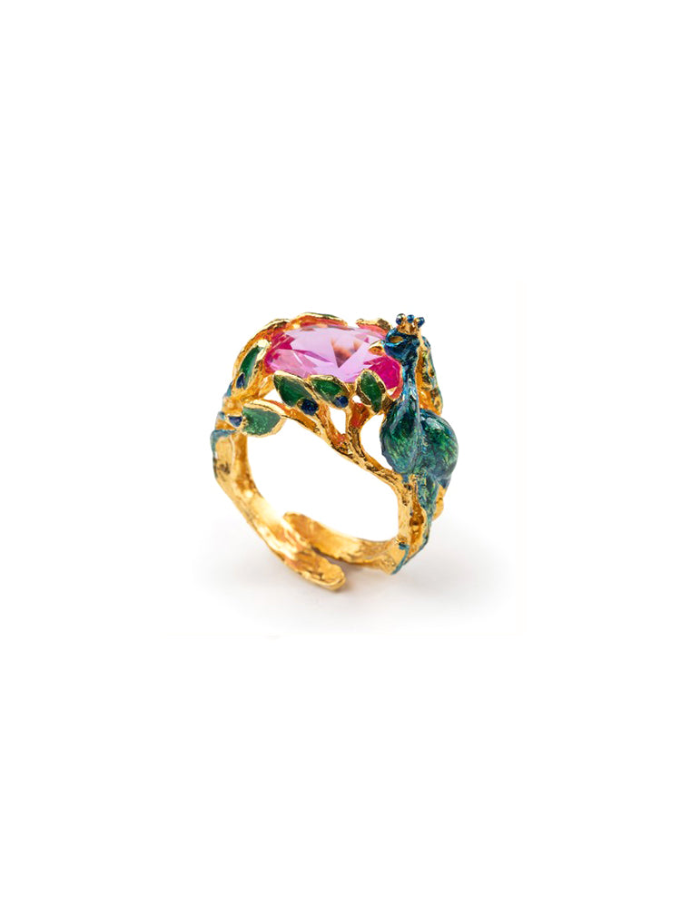 ANELLO DONNA PAVONE IN ARGENTO PLACCATO E SMALTATO REGOLABILE ISOLA BELLA