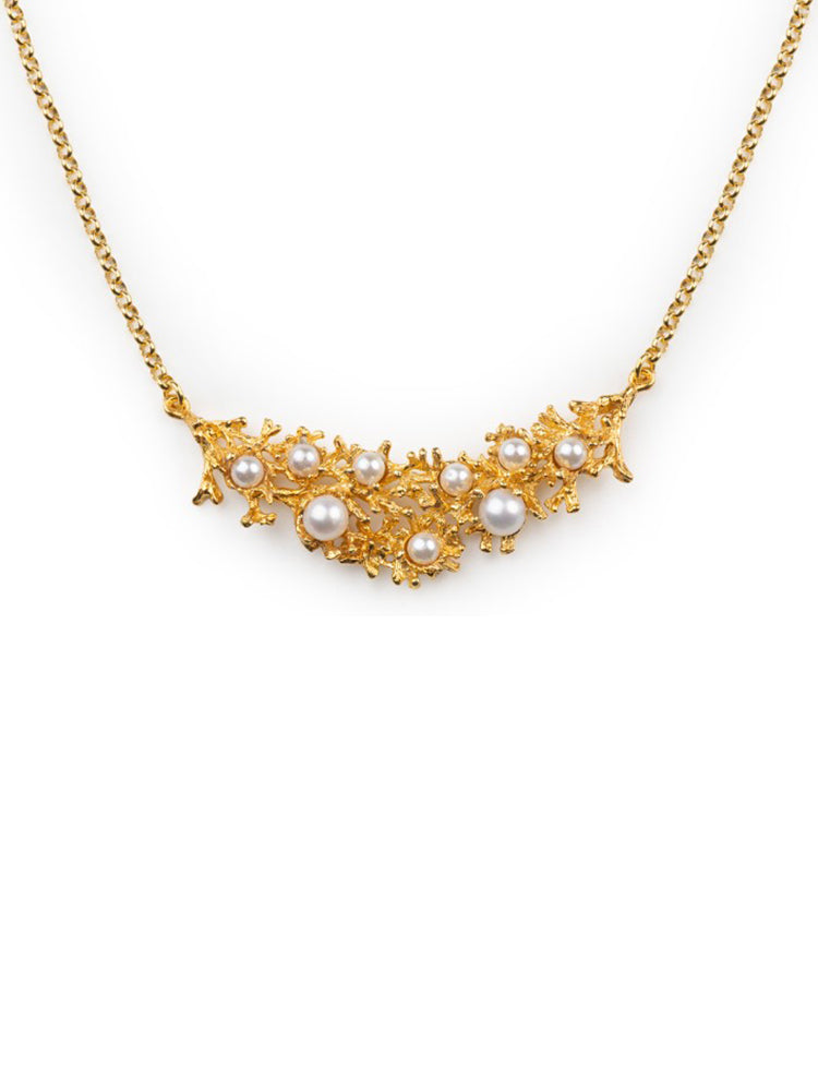 COLLANA DONNA COLLIER RAMI DI PERLE GOLD ISOLA BELLA