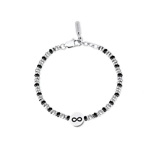 BRACCIALE UOMO IN ACCIAIO 316L CON PVD NERO E INFINITO 2JEWELS