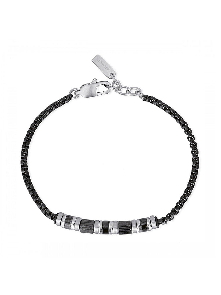BRACCIALE UOMO BLOCKCHAIN NERO 2JEWELS