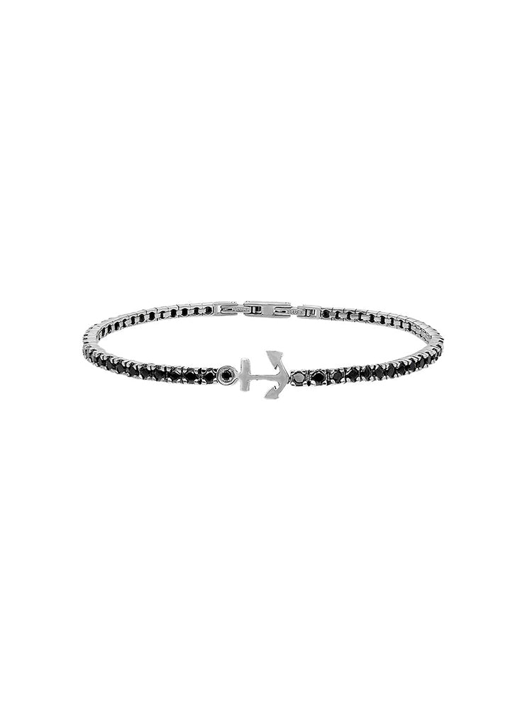 BRACCIALE UOMO TENNIS CLUB NERO CON ANCORA JEWELS