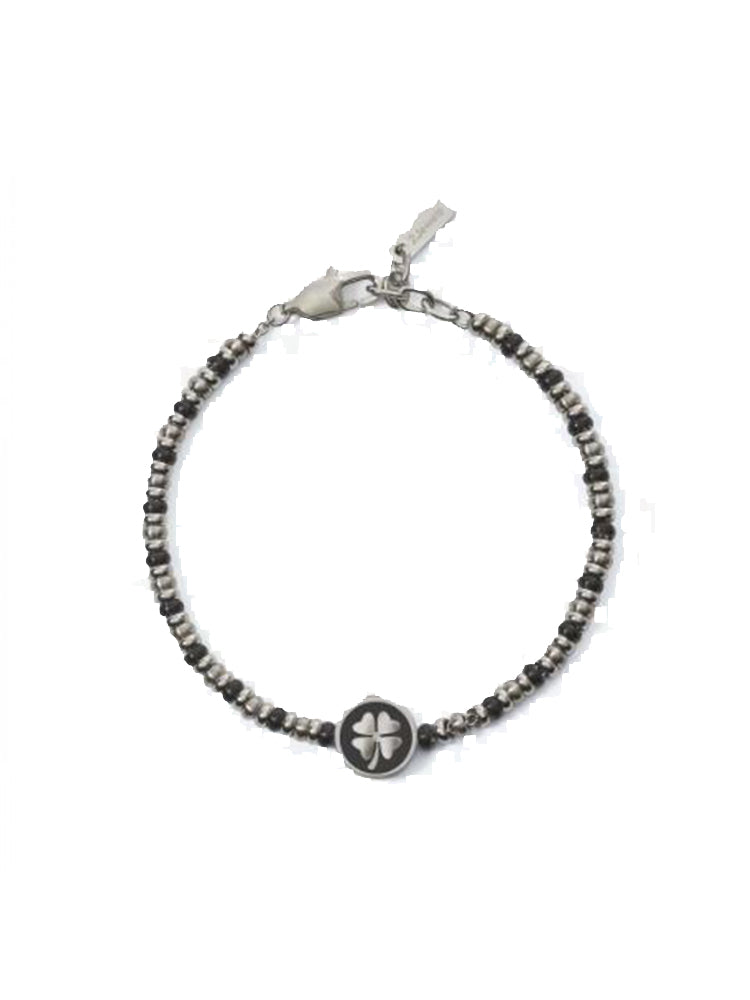BRACCIALE UOMO IN ACCIAIO E PVD NERO CON QUADRIFOGLIO 2JEWELS