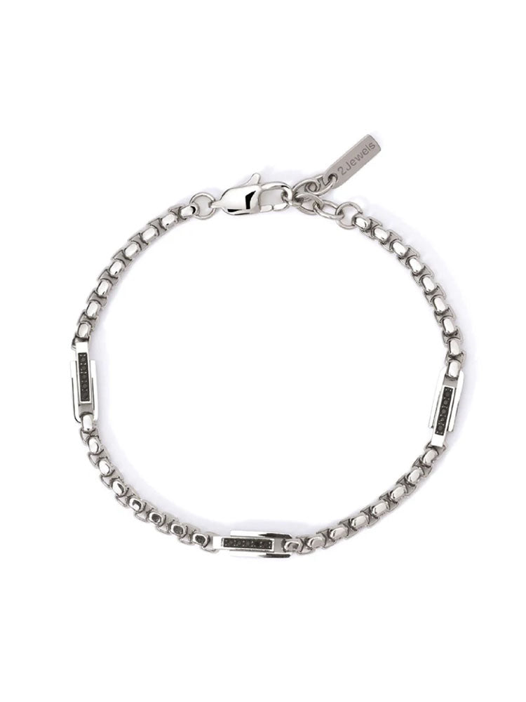 BRACCIALE UOMO IN ACCIAIO CON ZIRCONI NERI 2JEWELS