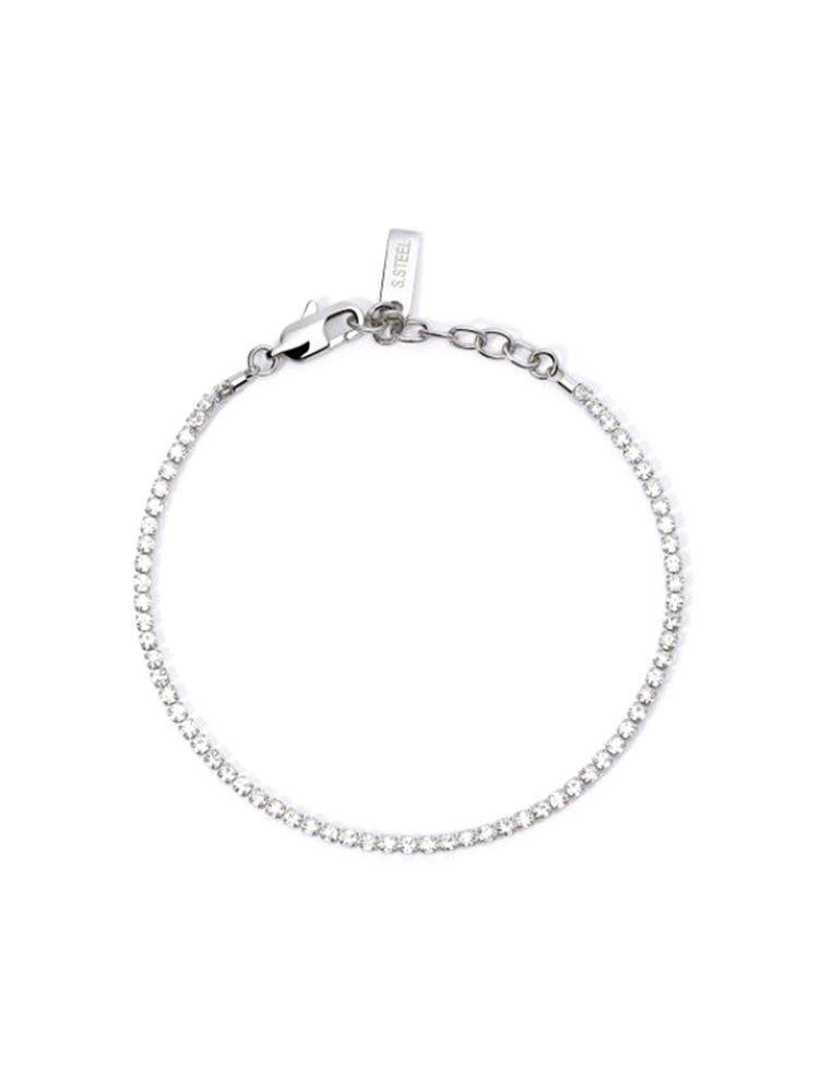BRACCIALE UOMO TENNIS IN ACCIAIO CON CRISTALLI BIANCHI