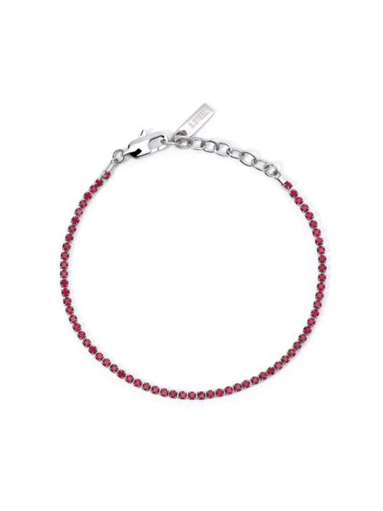 BRACCIALE UOMO TENNIS IN ACCIAIO CON CRISTALLI ROSSI 2JEWELS
