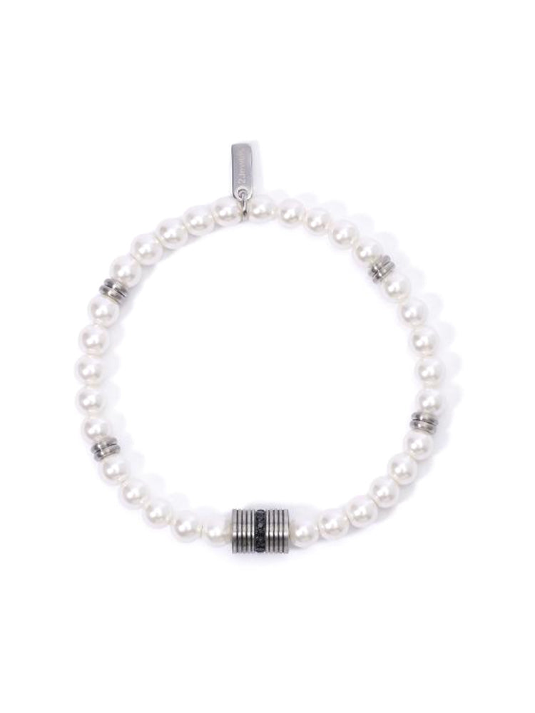 BRACCIALE UOMO ELASTICO CON PERLE E INSERTI IN ACCIAIO 2JEWELS