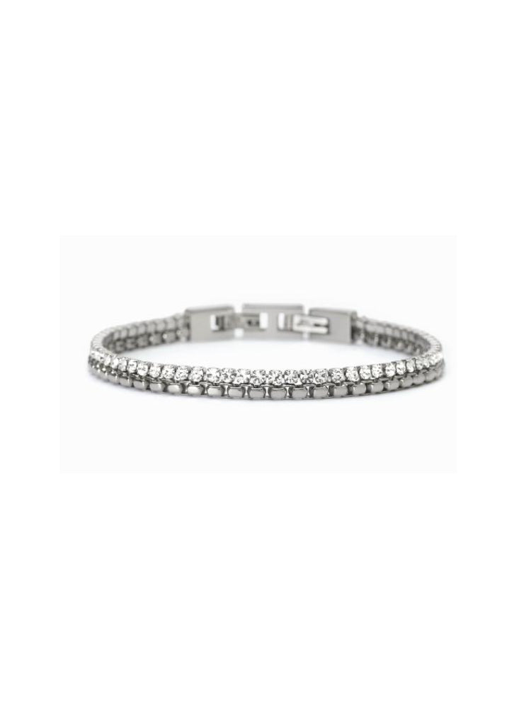 BRACCIALE UOMO IN ACCIAIO TENNIS CON CRISTALLI BIANCHI 2JEWELS
