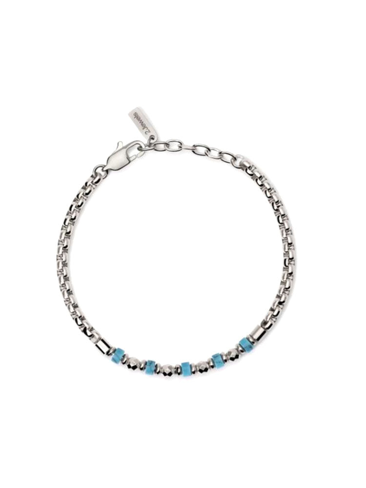 BRACCIALE UOMO IN ACCIAIO A CATENA CON DETTAGLI TURCHESI 2JEWELS