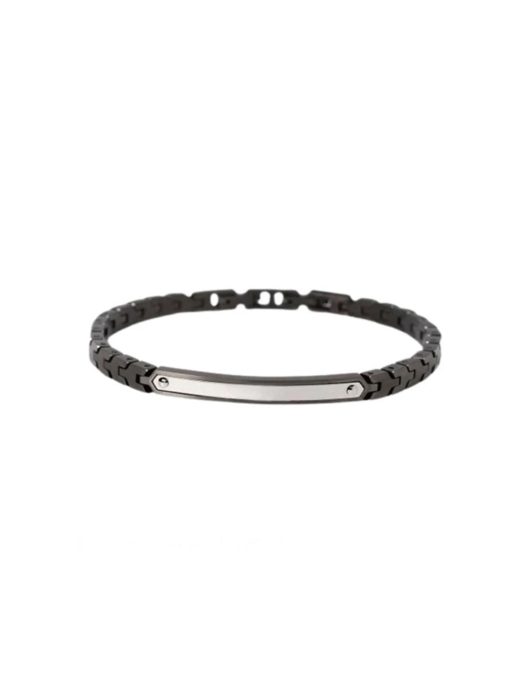 BRACCIALE UOMO IN ACCIAIO NERO CON TARGHETTA ACCIAIO 2JEWELS