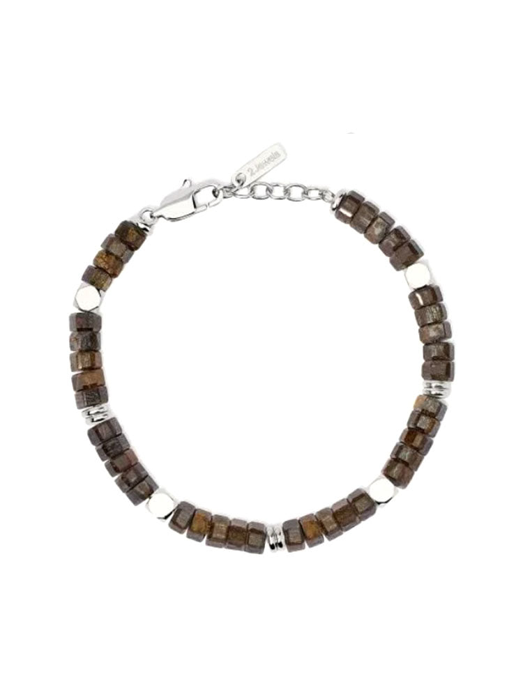 BRACCIALE UOMO IN ACCIAIO CON CUBI MARRONI IN BRONZITE 2JEWELS