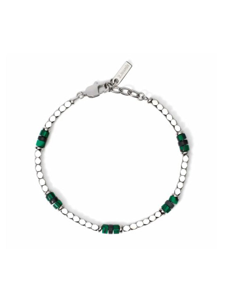 BRACCIALE UOMO IN ACCIAIO CON MALACHITE SINTETICA 2JEWELS