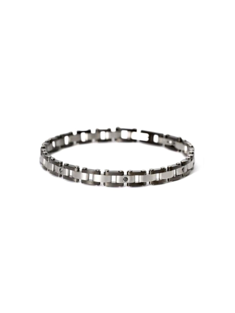 BRACCIALE UOMO IN ACCIAIO CON INSERTI BRUNITI E ZIRCONI NERI 2JEWELS