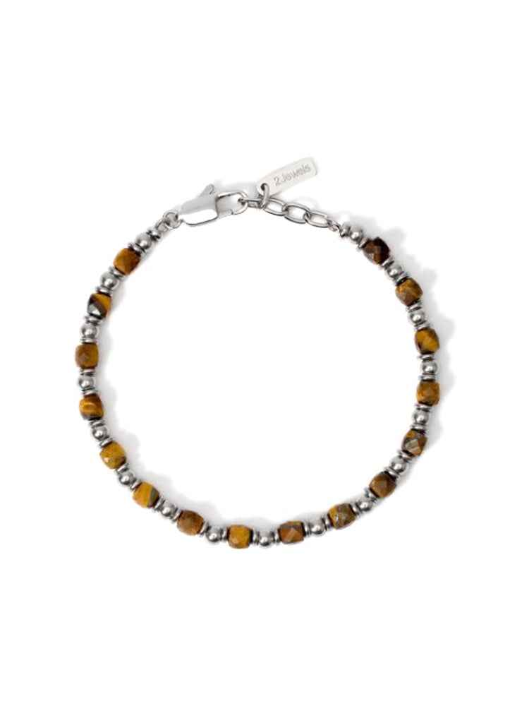 BRACCIALE UOMO IN ACCIAIO CON SFERE DI OCCHIO DI TIGRE 2JEWELS