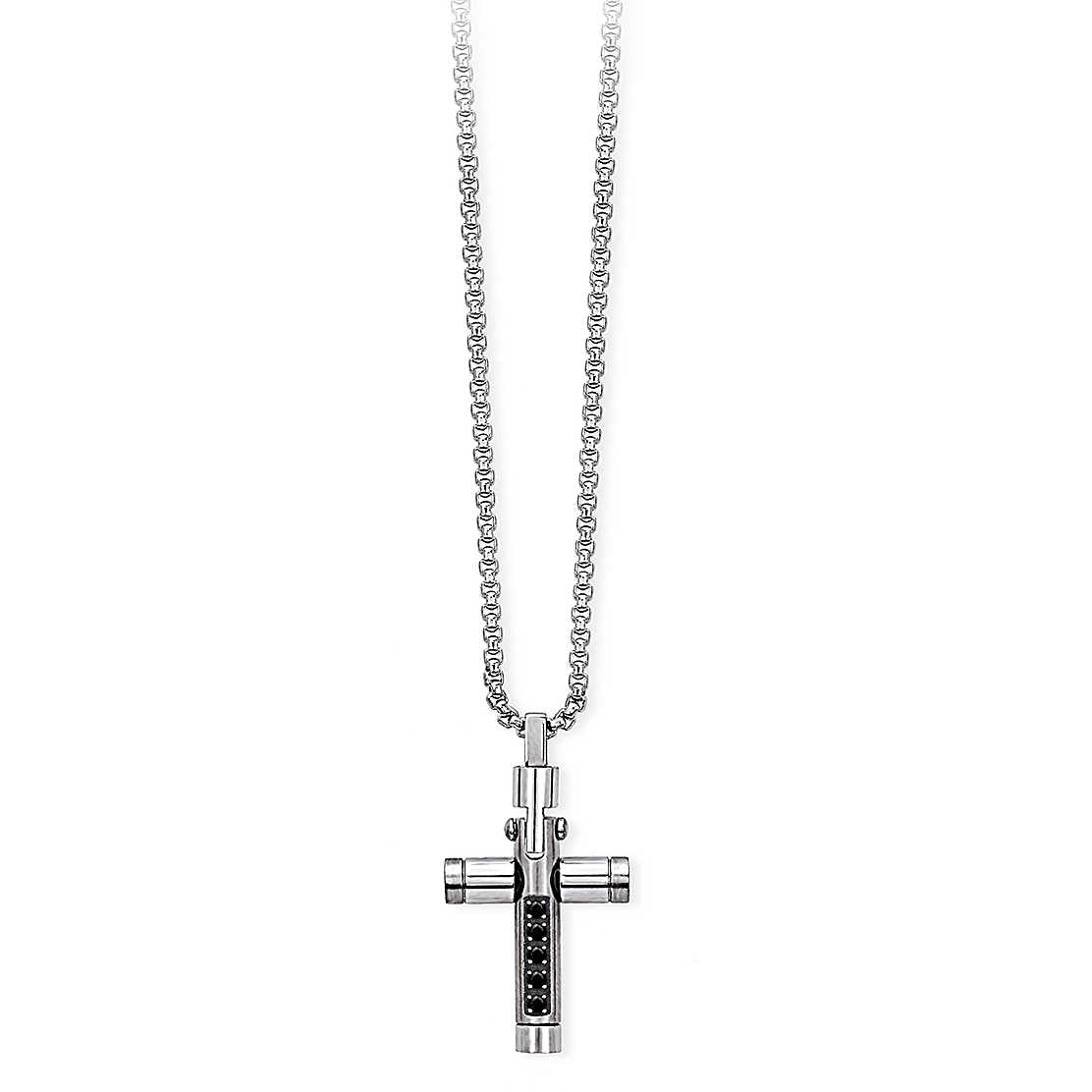 COLLANA UOMO COMPACT IN ACCIAIO CON PENDENTE A FORMA DI CROCE 2JEWELS