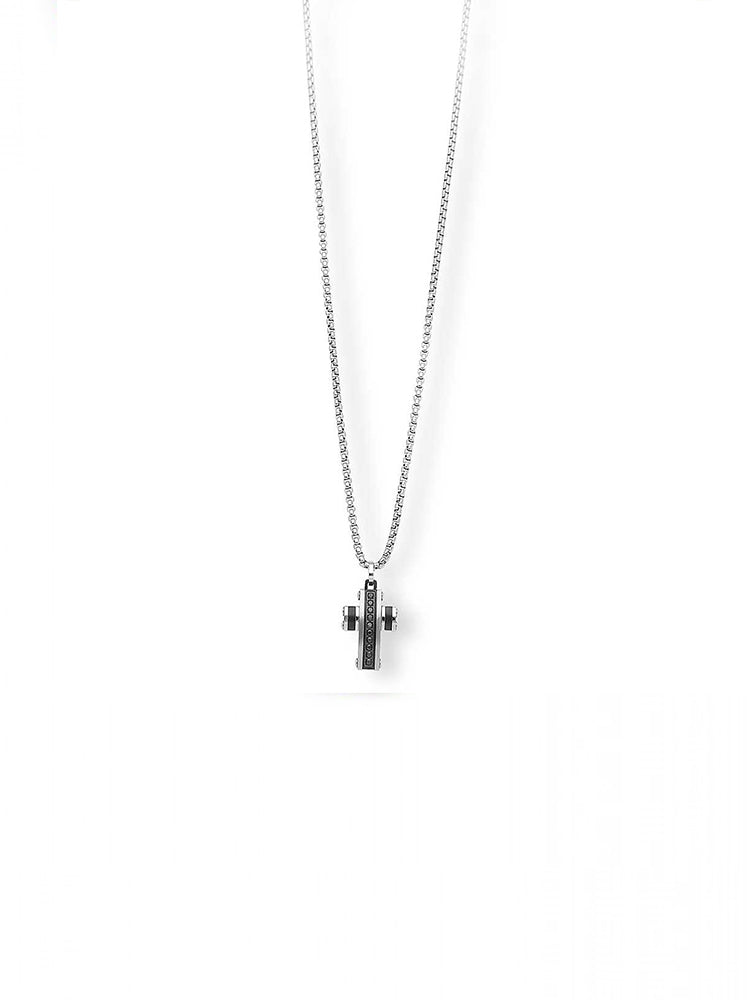 COLLANA UOMO BLOCKCHAIN IN ACCIAIO CON PVD NERO E CROCE 2 JEWELS