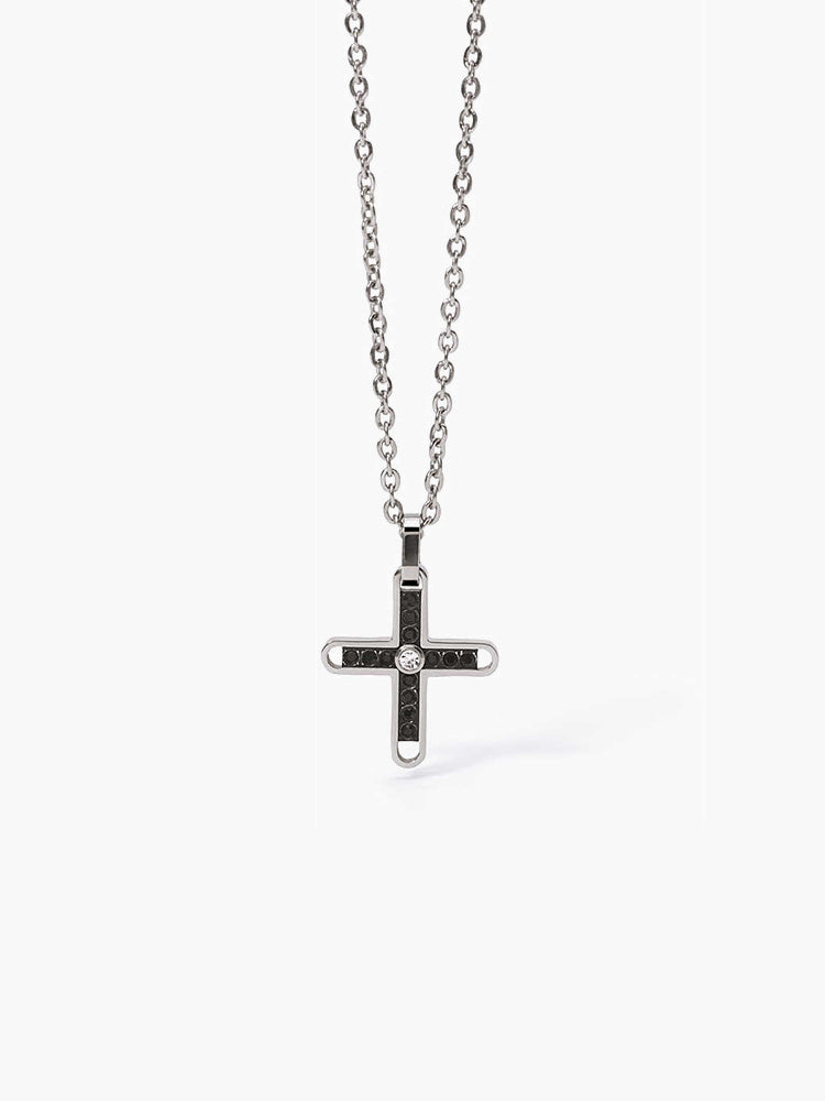 COLLANA UOMO BLACKSTAR  CON CROCE IN ACCIAIO E PVD 2JEWELS