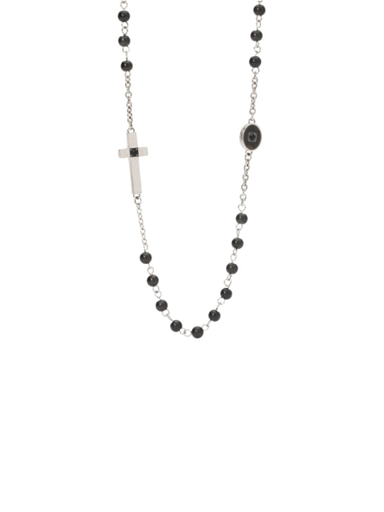 COLLANA UOMO A CORONCINA IN ACCIAIO CON DETTAGLI CON CRISTALLI NERI 2JEWELS