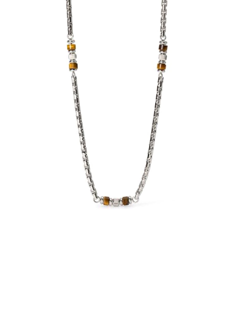 COLLANA UOMO IN ACCIAIO E OCCHIO DI TIGRE 2JEWELS