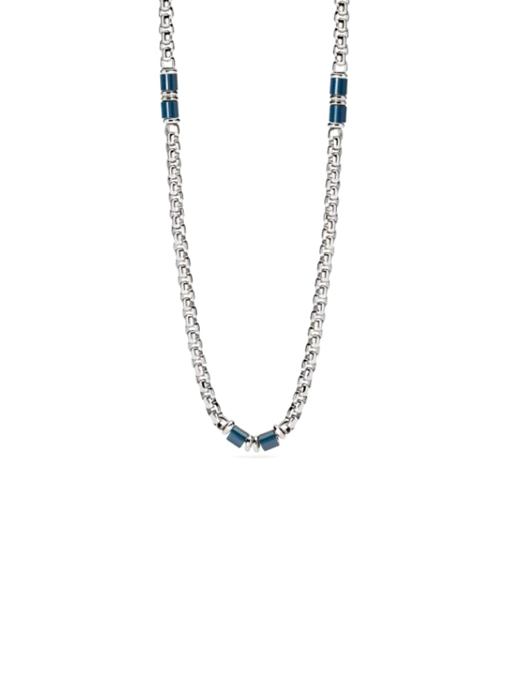 COLLANA UOMO IN ACCIAIO CON CILINDRI IN CERAMICA BLU 2JEWELS