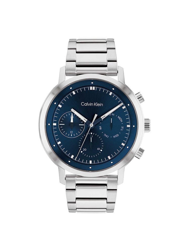 OROLOGIO DA UOMO CRONOGRAFO ARCHITECTURAL GAUGE IN ACCIAIO CON QUADRANTE BLU CALVIN KLEIN
