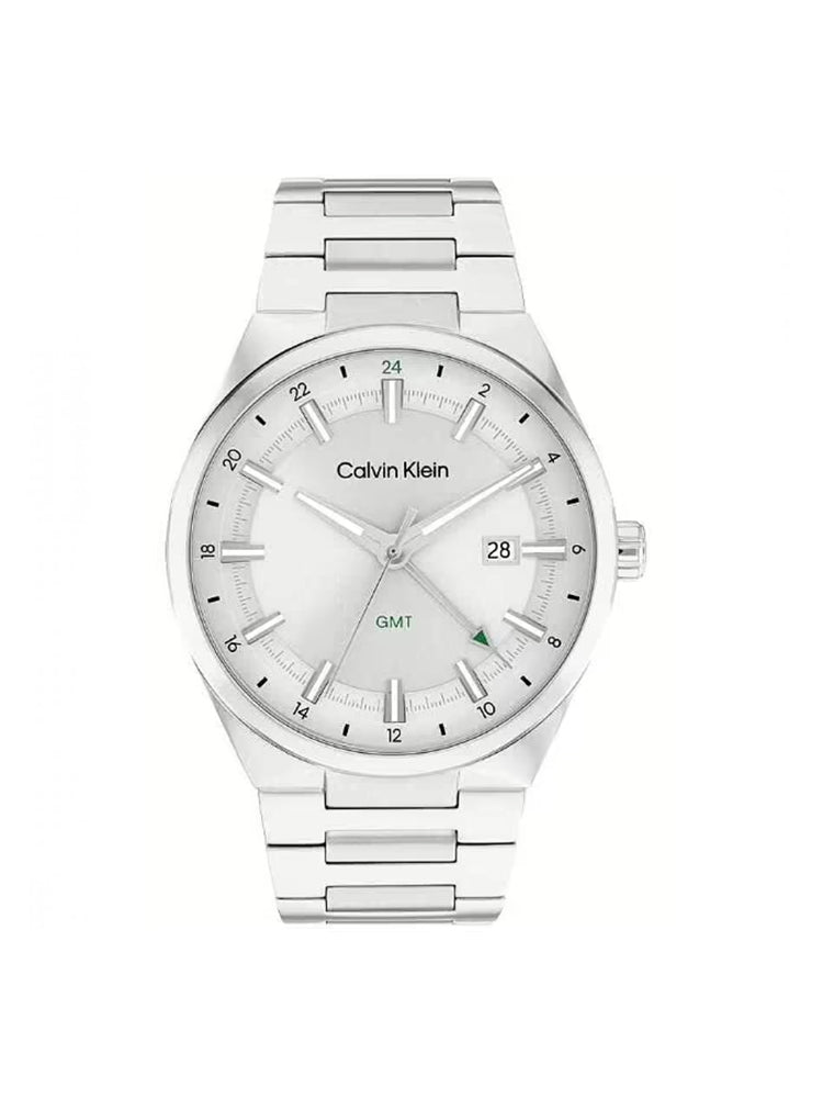 OROLOGIO UOMO IN ACCIAIO CON DOPPIO FUSO ORARIO SILVER CALVIN KLEIN