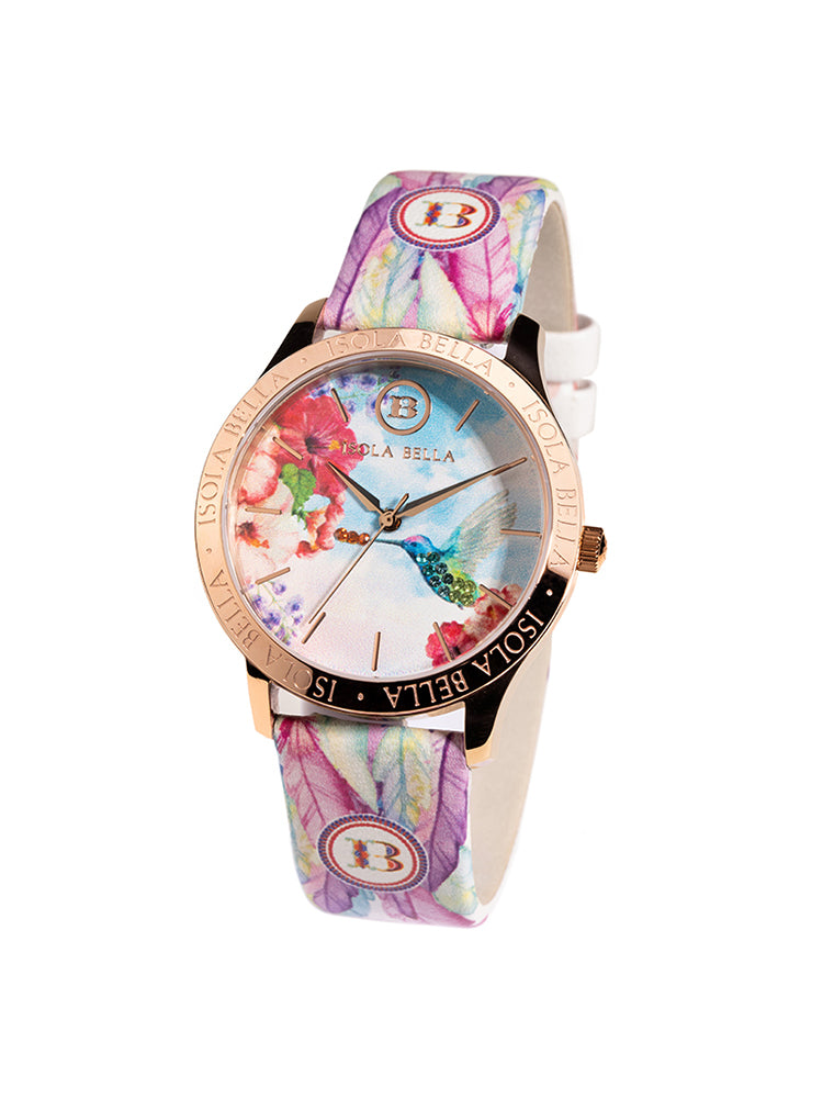 OROLOGIO DONNA COLIBRI' SOLO TEMPO CASSA ACCIAIO ROSATO 36 MM CINTURINO IN PELLE ISOLA BELLA