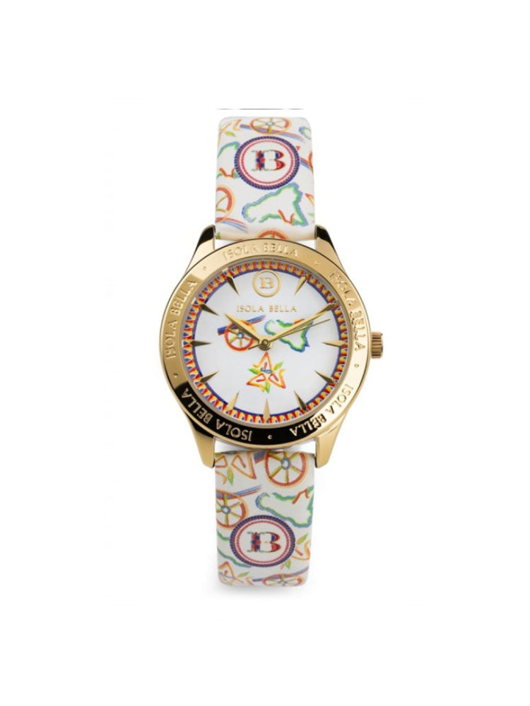 OROLOGIO DONNA TRE SIMBOLI CON CINTURINO IN PELLE ISOLA BELLA