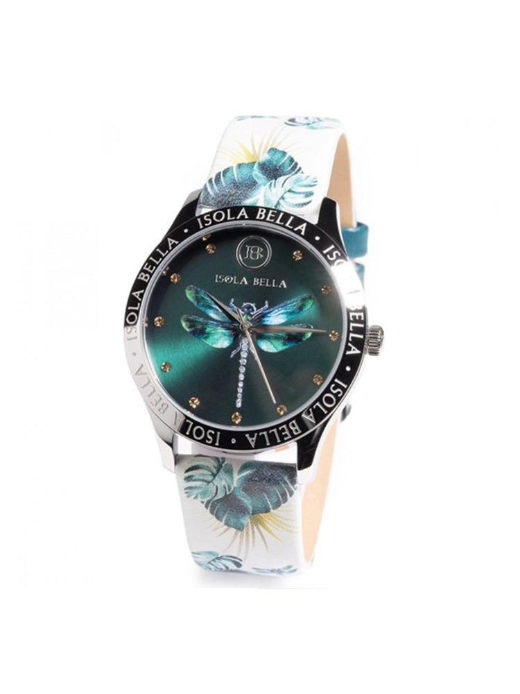 OROLOGIO DONNA LIBELLULA SMERALDO CON CINTURINO IN PELLE ISOLA BELLA