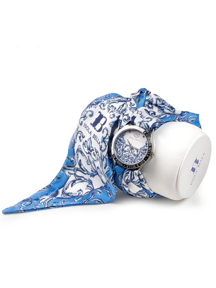 OROLOGIO DONNA ONDA DECORO CON CINTURINO FOULARD A FANTASIA ISOLA BELLA