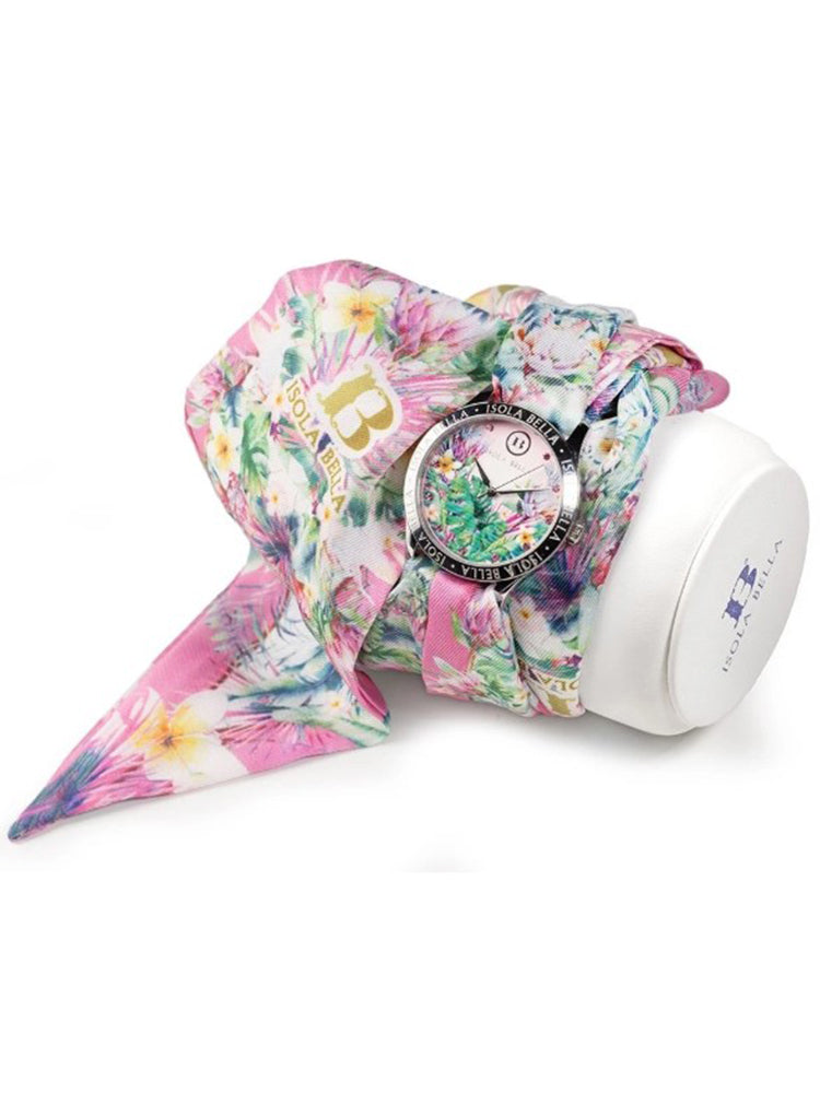 OROLOGIO DONNA ONDA TROPICALE CON CINTURINO FOULARD A FANTASIA ISOLA BELLA