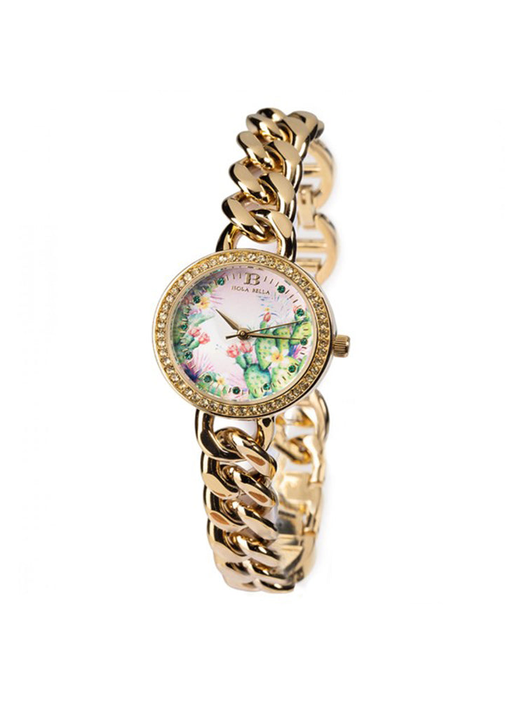 OROLOGIO DONNA FICO D'INDIA CON BRACCIALE A CATENA DORATO ISOLA BELLA