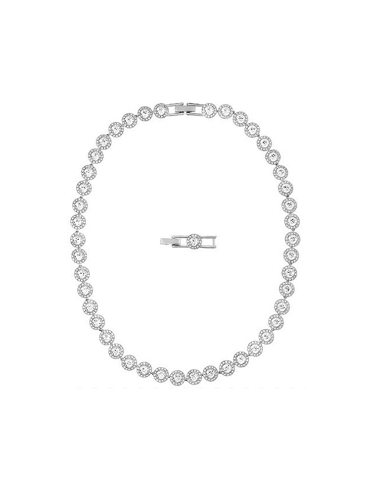 COLLANA DONNA ANGELIC, BIANCO, PLACCATURA RODIO SWAROVSKI