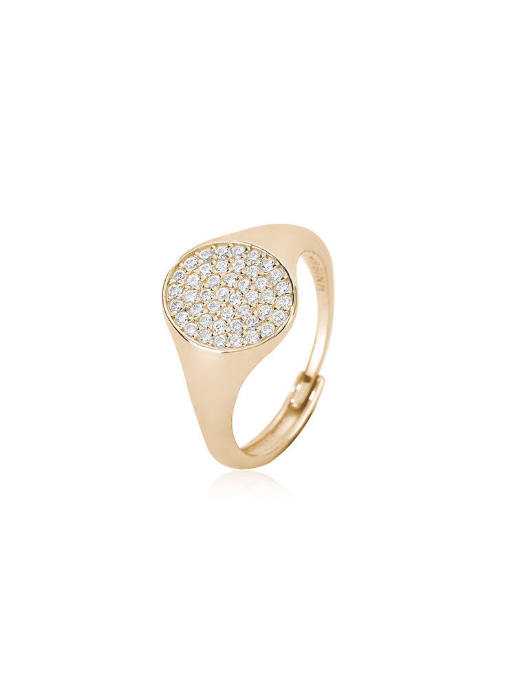 ANELLO DONNA CHEVALIER DORATO CON CUORE E PAVÉ DI ZIRCONI, REGOLABILE MABINA GIOIELLI