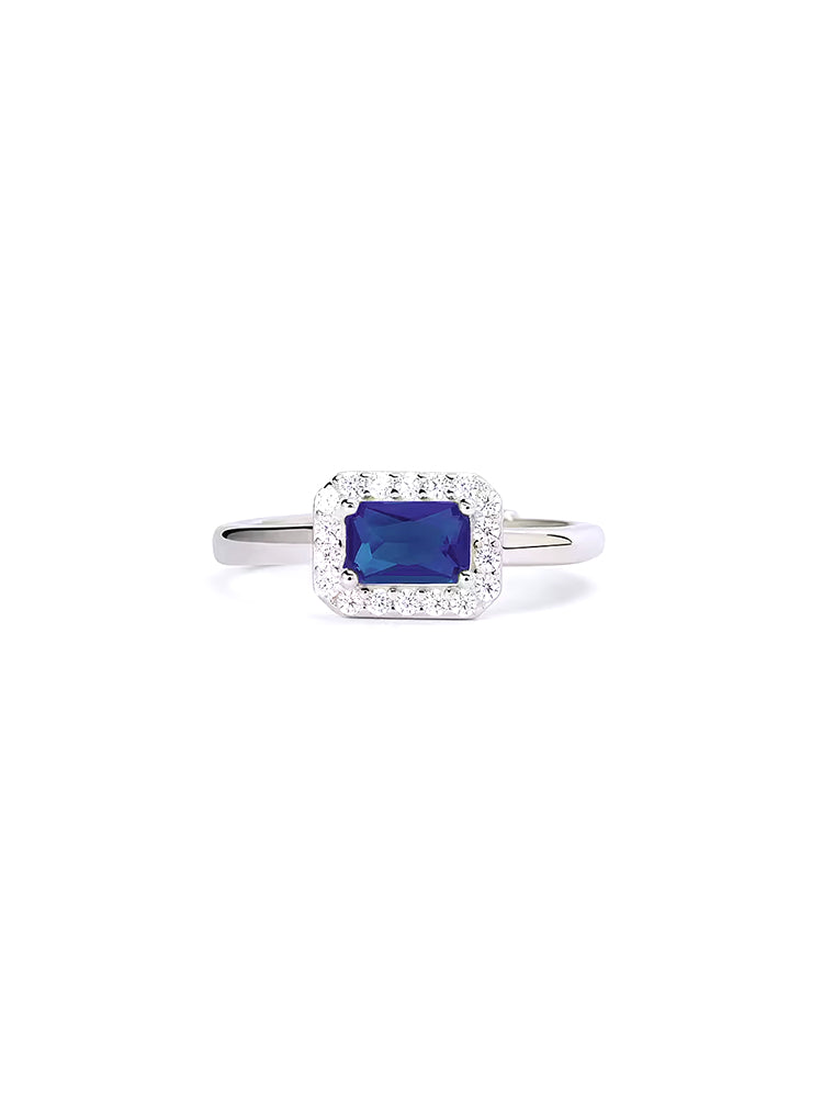 ANELLO DONNA COOL OR RETRO'? IN ARGENTO CON ZAFFIRO SINTETICO E ZIRCONI MABINA GIOIELLI