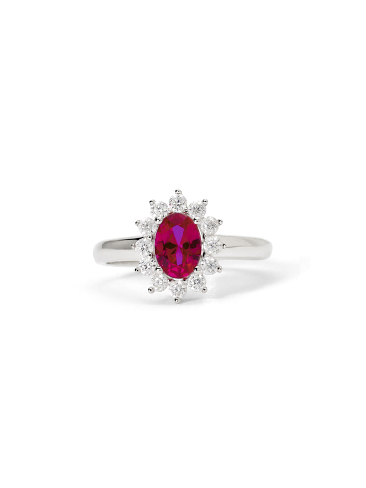 ANELLO DONNA COOL OR RÉTRO? IN ARGENTO CON RUBINO SINTETICO OVALE MABINA GIOIELLI